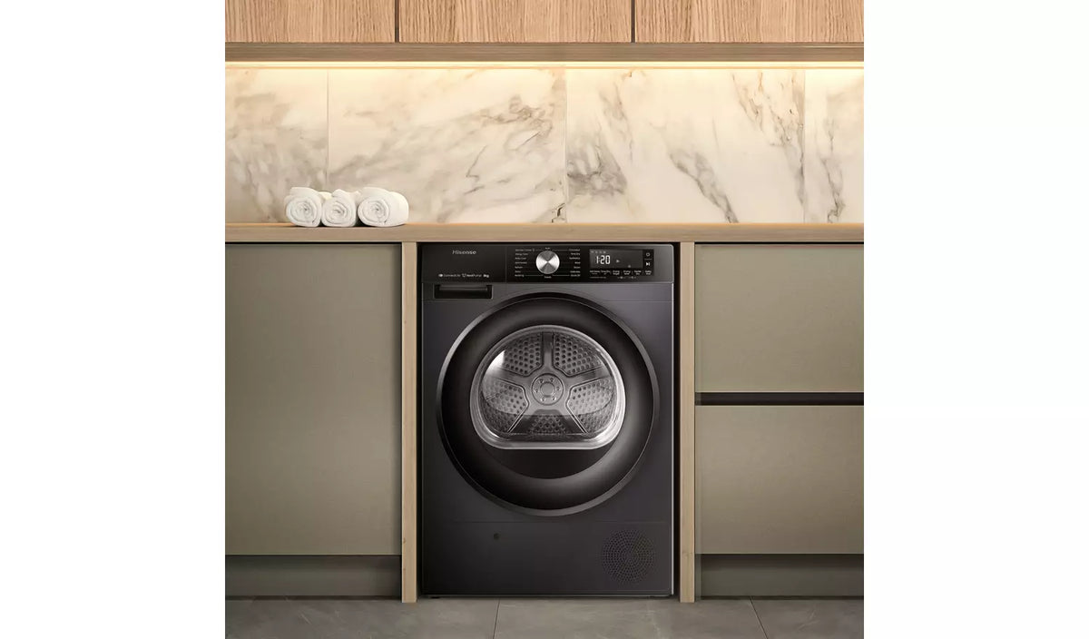 Hisense DH3S802BB3 8KG Heat Pump Tumble Dryer - Black