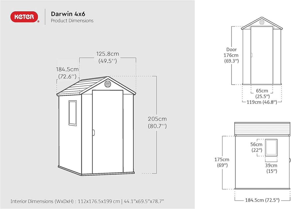 6 × 4 Ft Outdoor Apex Single Door Garden Storage Shed – Grey Wood-Effect