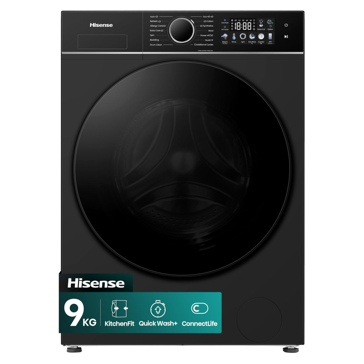 Hisense 1Q Series WF1Q1041BW Freestanding 10 KG Front Load Washing Durable Inverter Machine, Steam Wash, Quick Wash, 15 Washing Programs 1400 RPM White - Energy Rating A