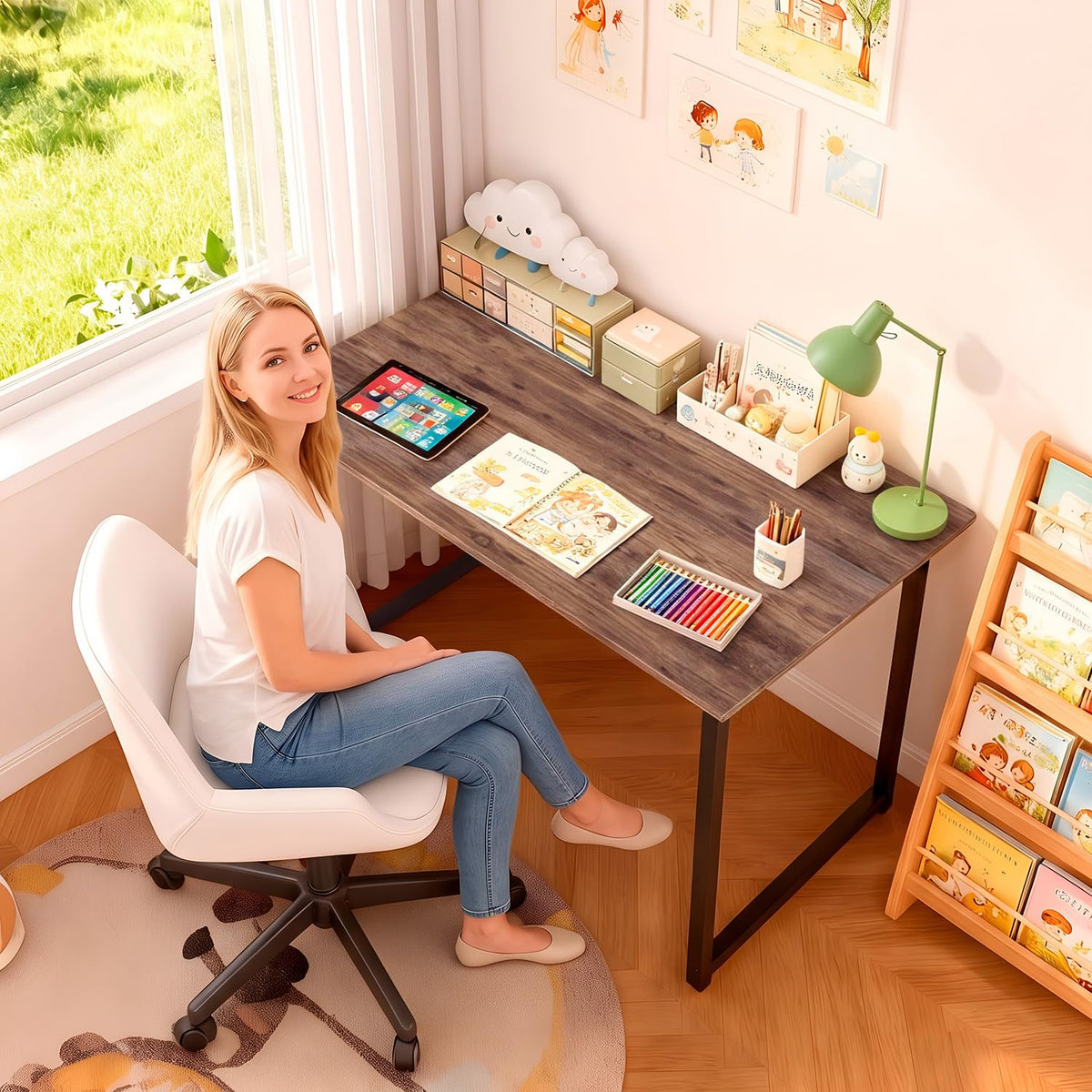 PayLessHere | 32 Inch Computer Desk | Brown | Sturdy Office Desk
