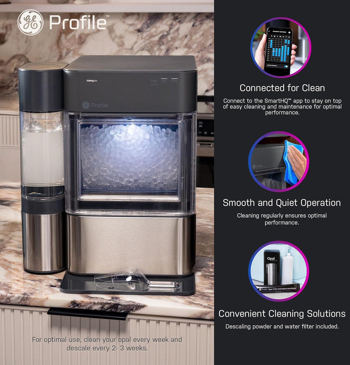 GE Profile Opal 2.0 XL Countertop Nugget Ice Maker Stainless Steel