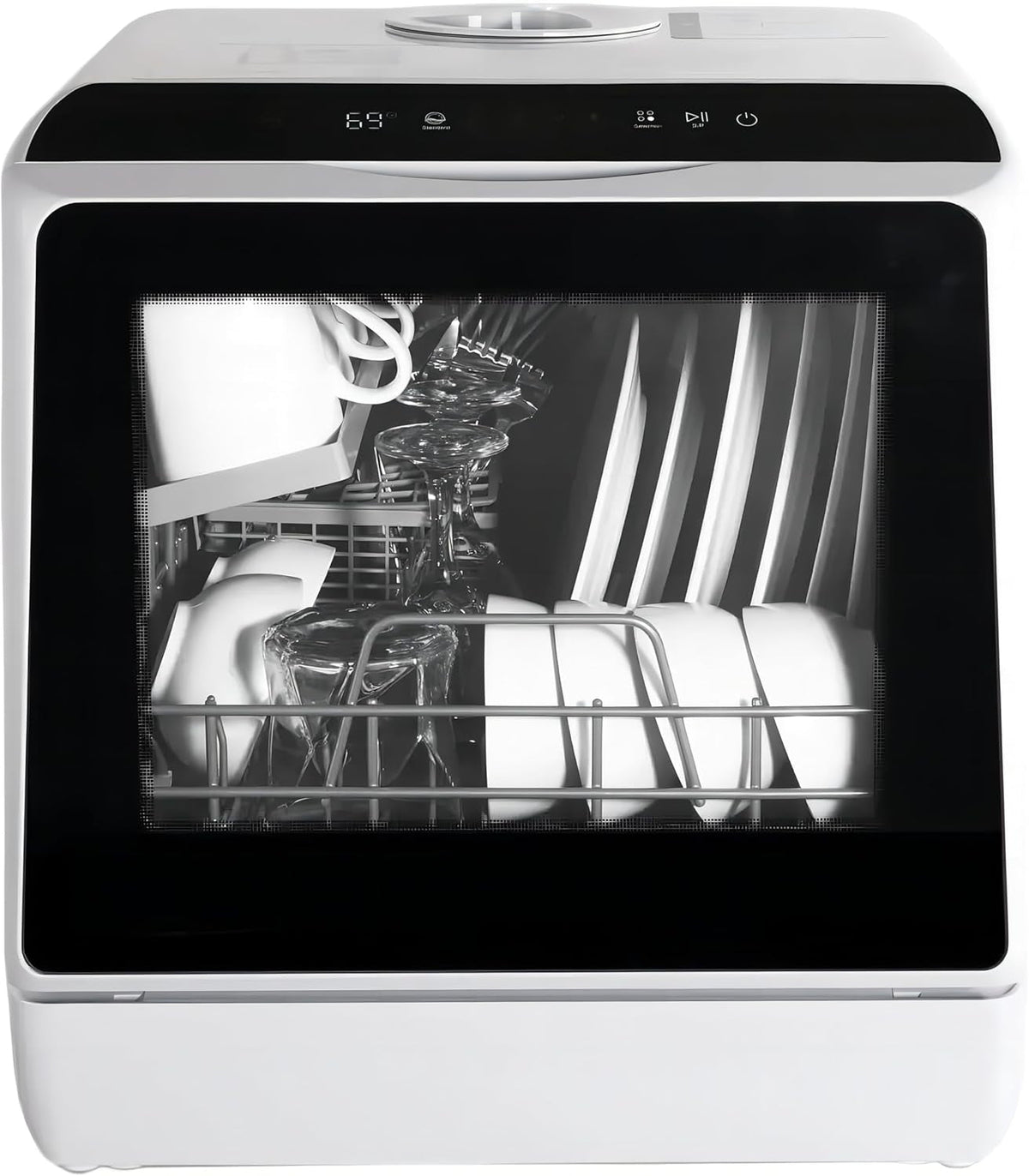 eklipt Table Top Dishwasher – Mini Countertop, 6 Programs, Built-In 5L Water Tank, Touch Control & Drying Cycle