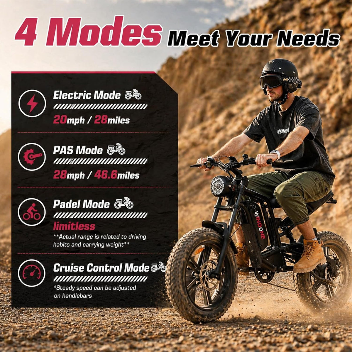 26-Inch Fat Tyre Electric Bike for Adults, 48V 13Ah Removable Battery, 1000W Peak Brushless Motor, Dual Suspension